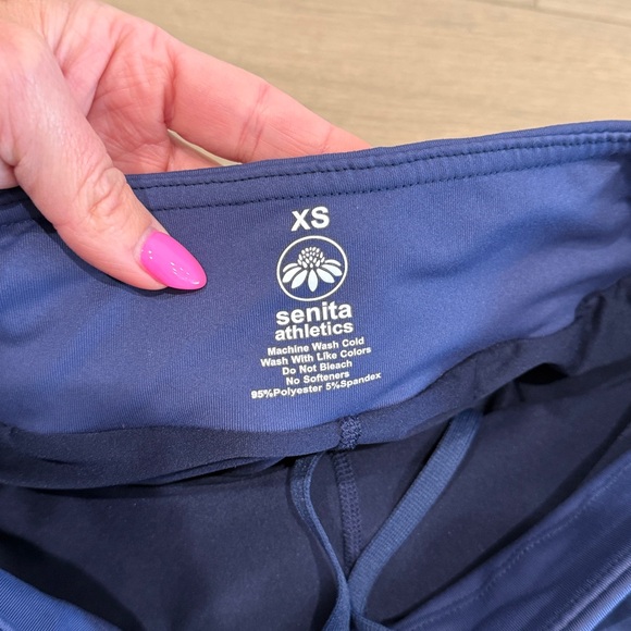 SENITA ATHLETICS Blue Multi Swift Mid-Rise Active Running Workout Shorts Size XS - Picture 3 of 6